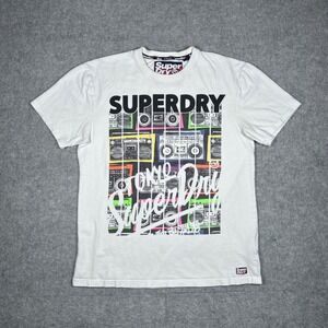 Superdry T Shirt Mens Large White Tokyo Boombox Graphic oversized fit RARE